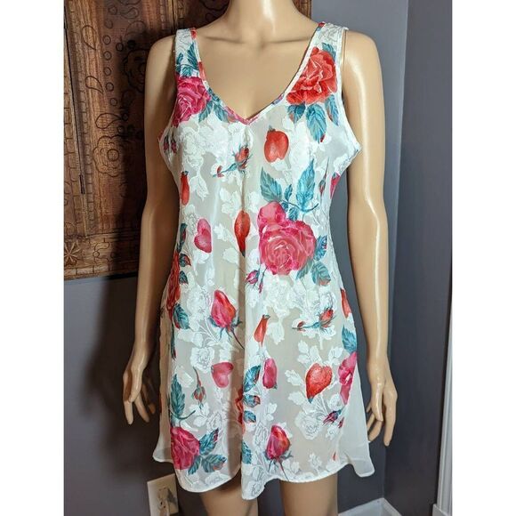 GORGEOUS Vintage LA Intimates Chiffon Slip Nightie and Matching Robe Size M 80s - Picture 1 of 6